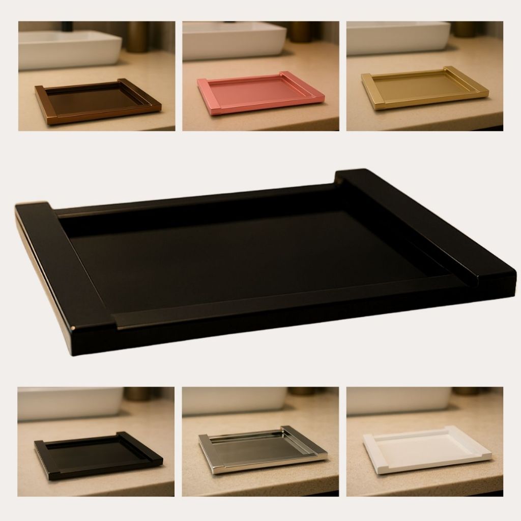 Bandeja Decorativa Espelhada Vidro 20x11 Moderna - Cores