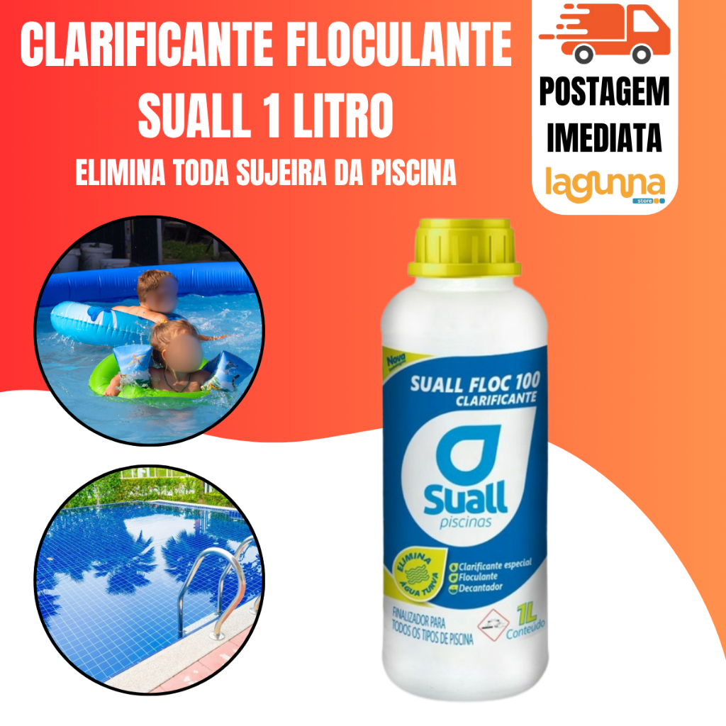 Clarificante Para Piscina Floculante e Decantador Floc 1 Litro Suall em Oferta na Shopee