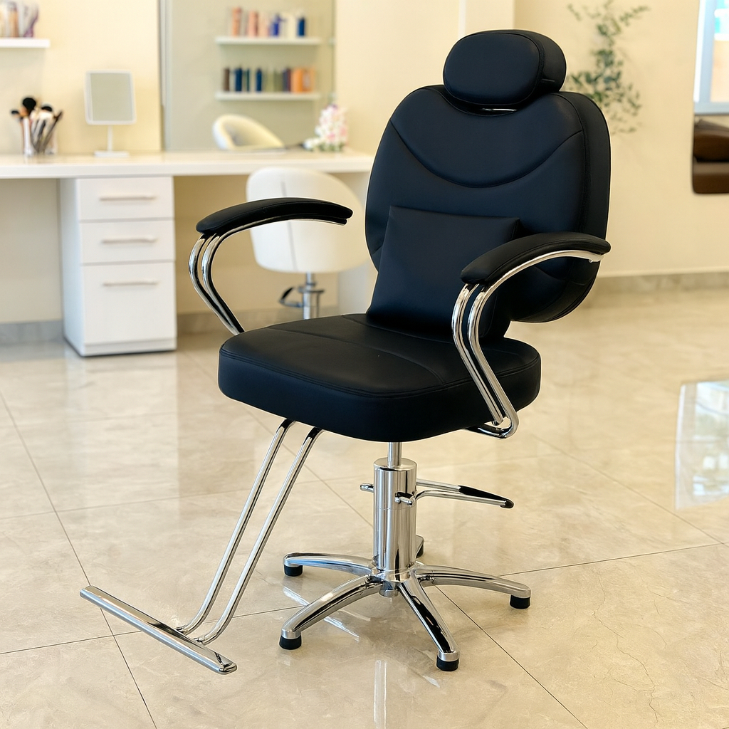 Poltrona Cadeira Barbeiro Reclinável Cor Preto Liso Forma Da Base Estrela em Oferta na Shopee