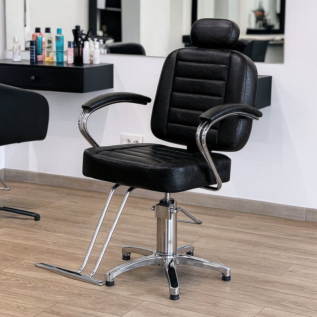 Imagem Cadeira Barbeiro Preta Poltrona Reclinável Base Estrela Top