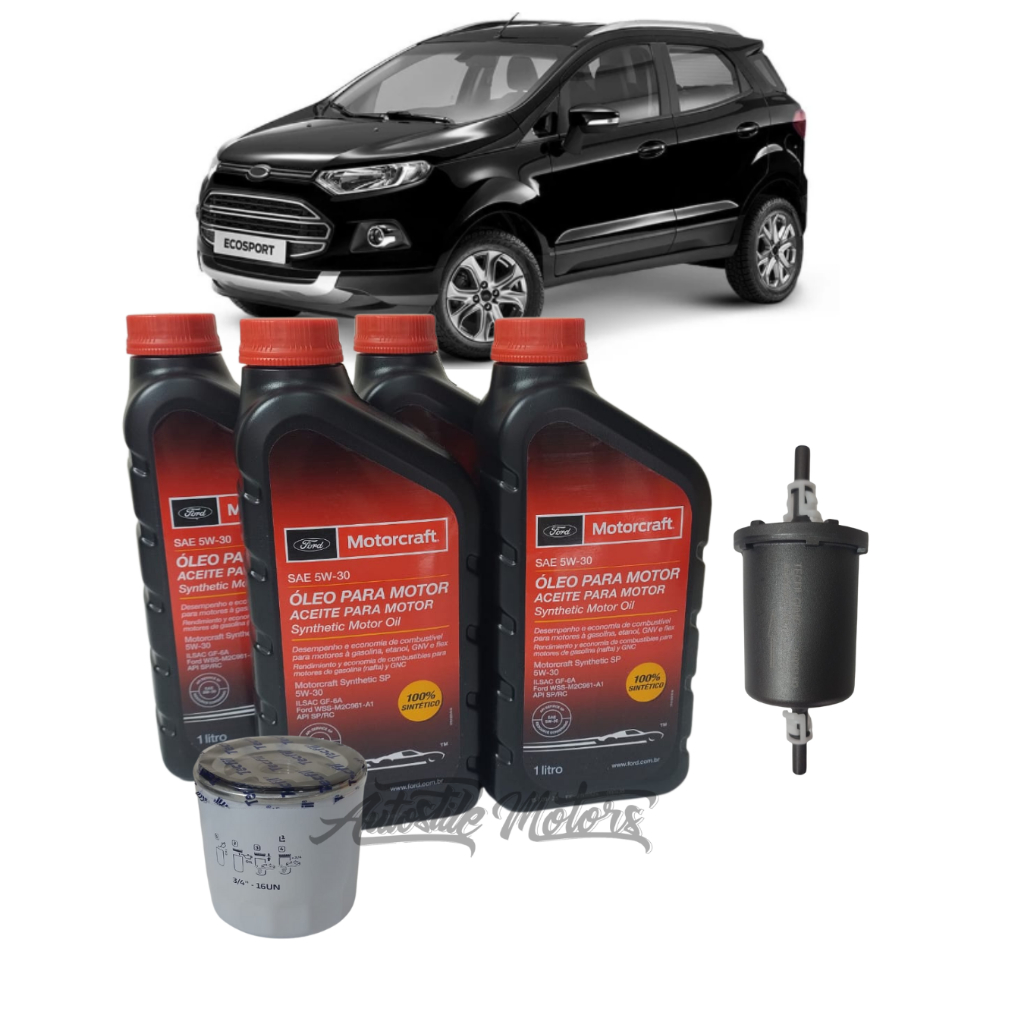 Kit Revisão Ecosport 1.6 5w30 FORD Motorcraft 100% Sintético Original+Filtros de Óleo e Combustível em Oferta na Shopee