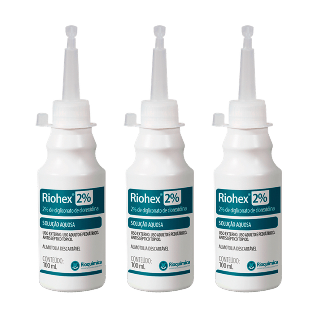 Kit C/3 Almotolia 100 Ml Riohex 2% Solução Aquosa em Oferta na Shopee