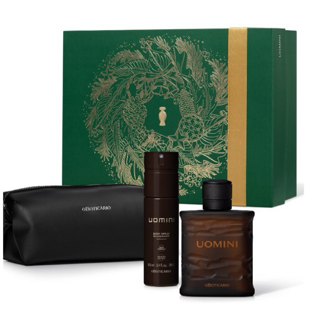 KIT PRESENTE UOMINI O BOTICÁRIO PERFUME 100ML + BODY SPRAY 100ML + NECESSAIRE MASCULINO ORIGINAL