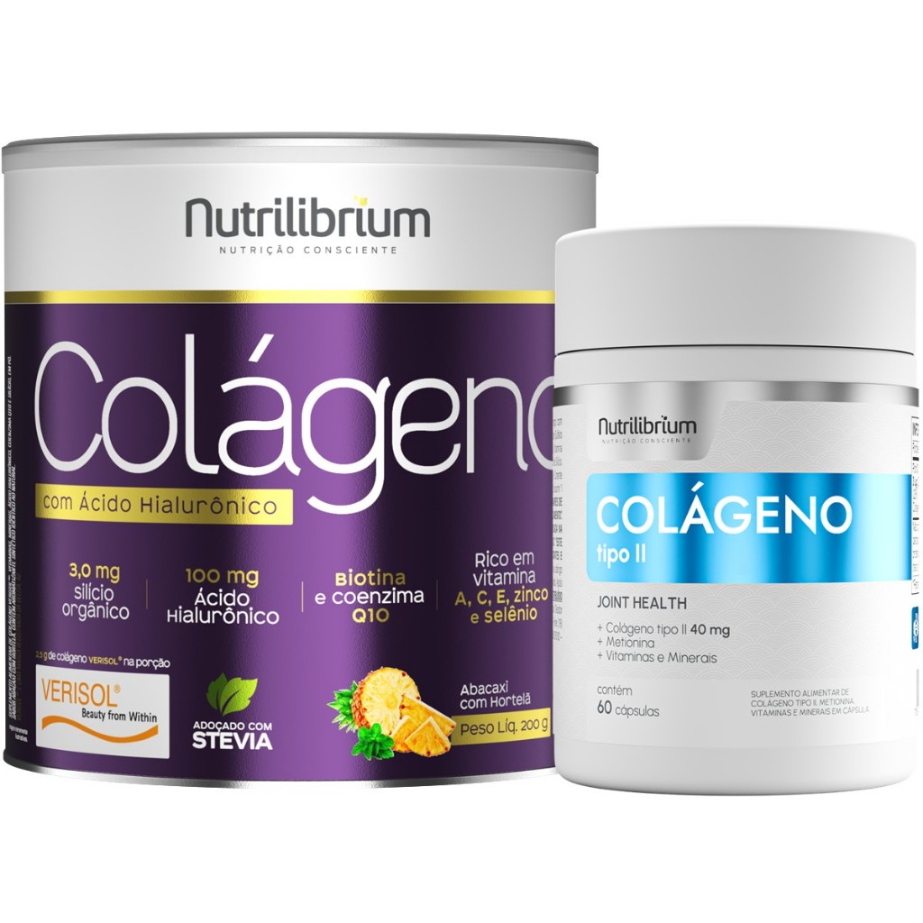 Colágeno Verisol Ácido Hialurônico 200g + Colágeno Tipo 2 Premium Nutrilibrium em Oferta na Shopee