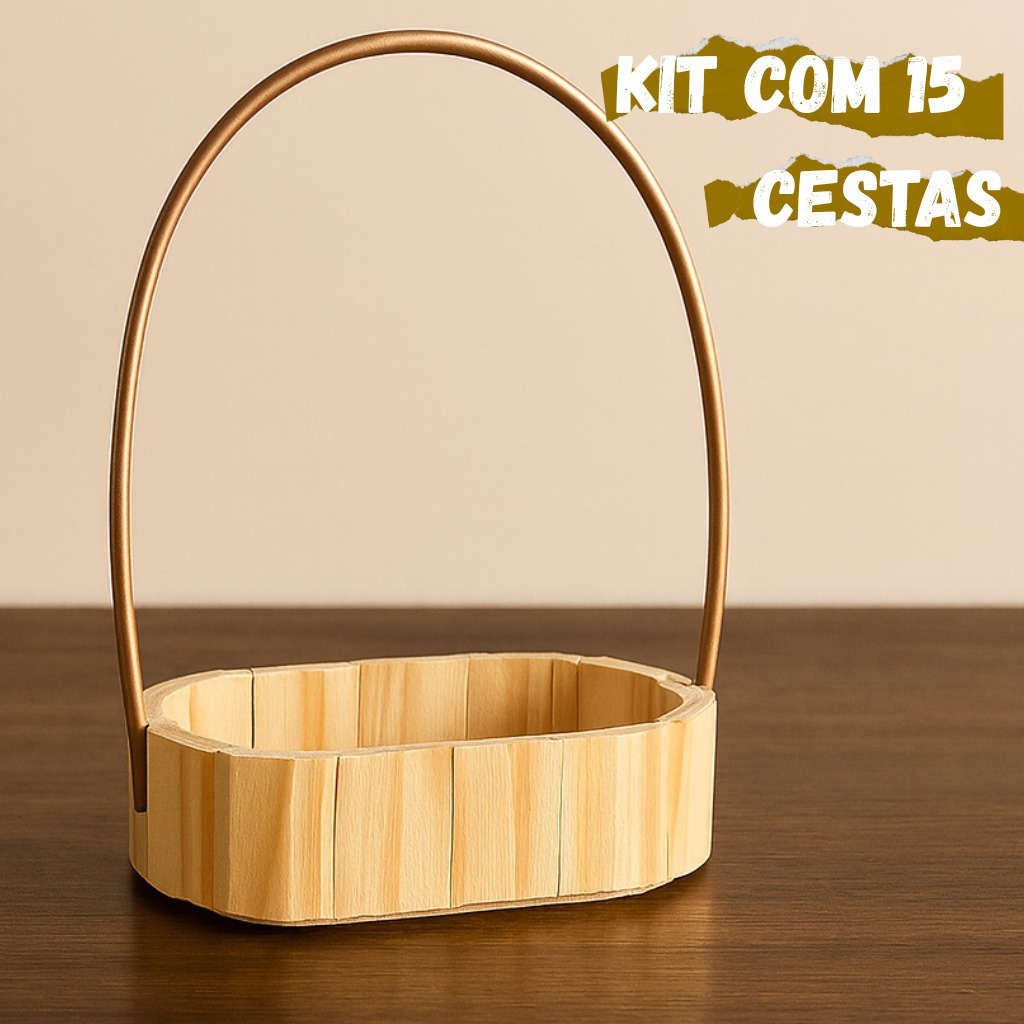 Kit 15 Cestas oval 16cm Fraldeira Madeira Decoração com Alça em Oferta na Shopee