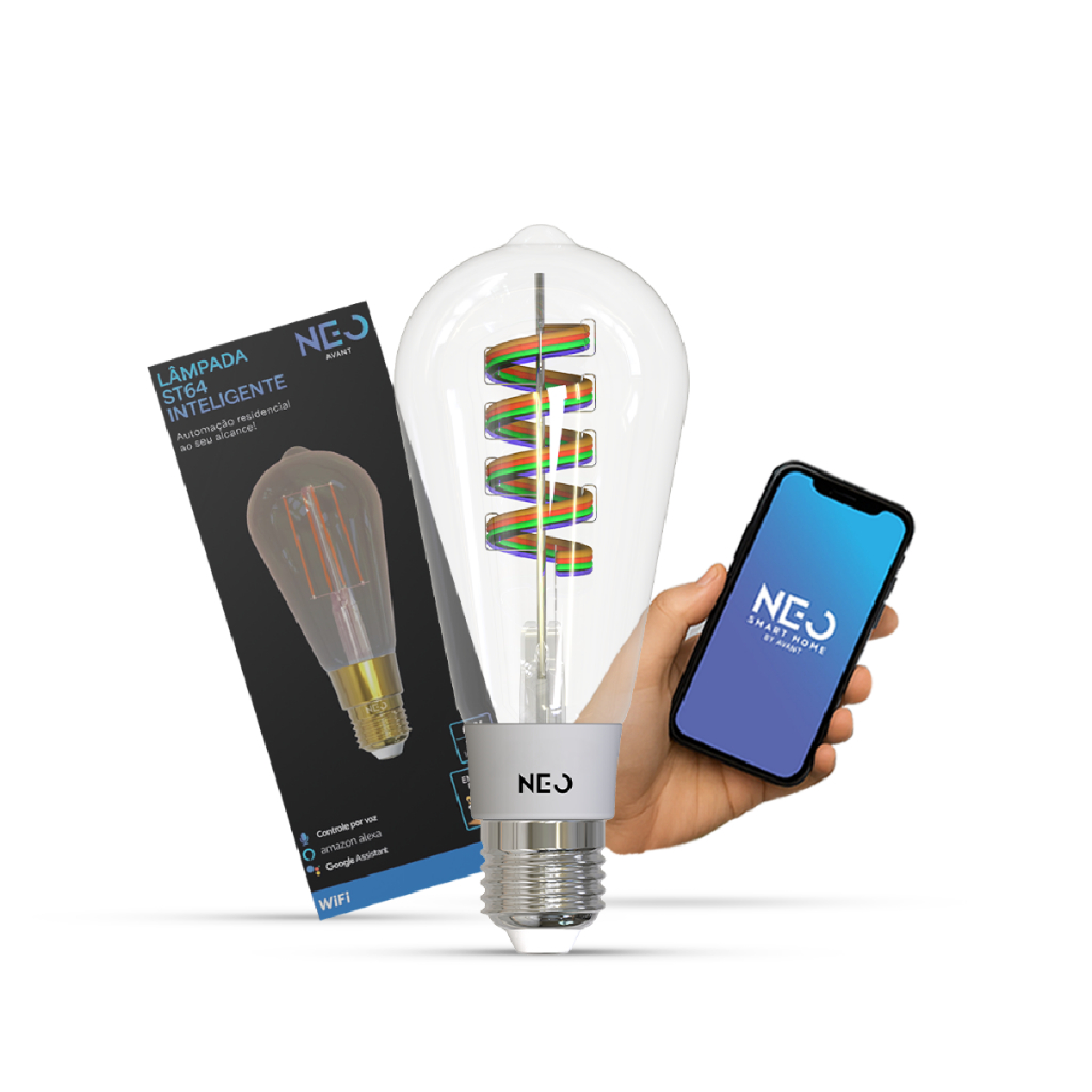 Lampada Led Pera Smart Inteligente Wi Fi ST64 6w 2700K/6500K/RGB E27 Bivolt Cod: 290812578 Avant Neo em Oferta na Shopee