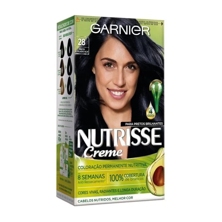 Tinta De Cabelo Nutrisse Blacks 28 Preto Azulado em Oferta na Shopee