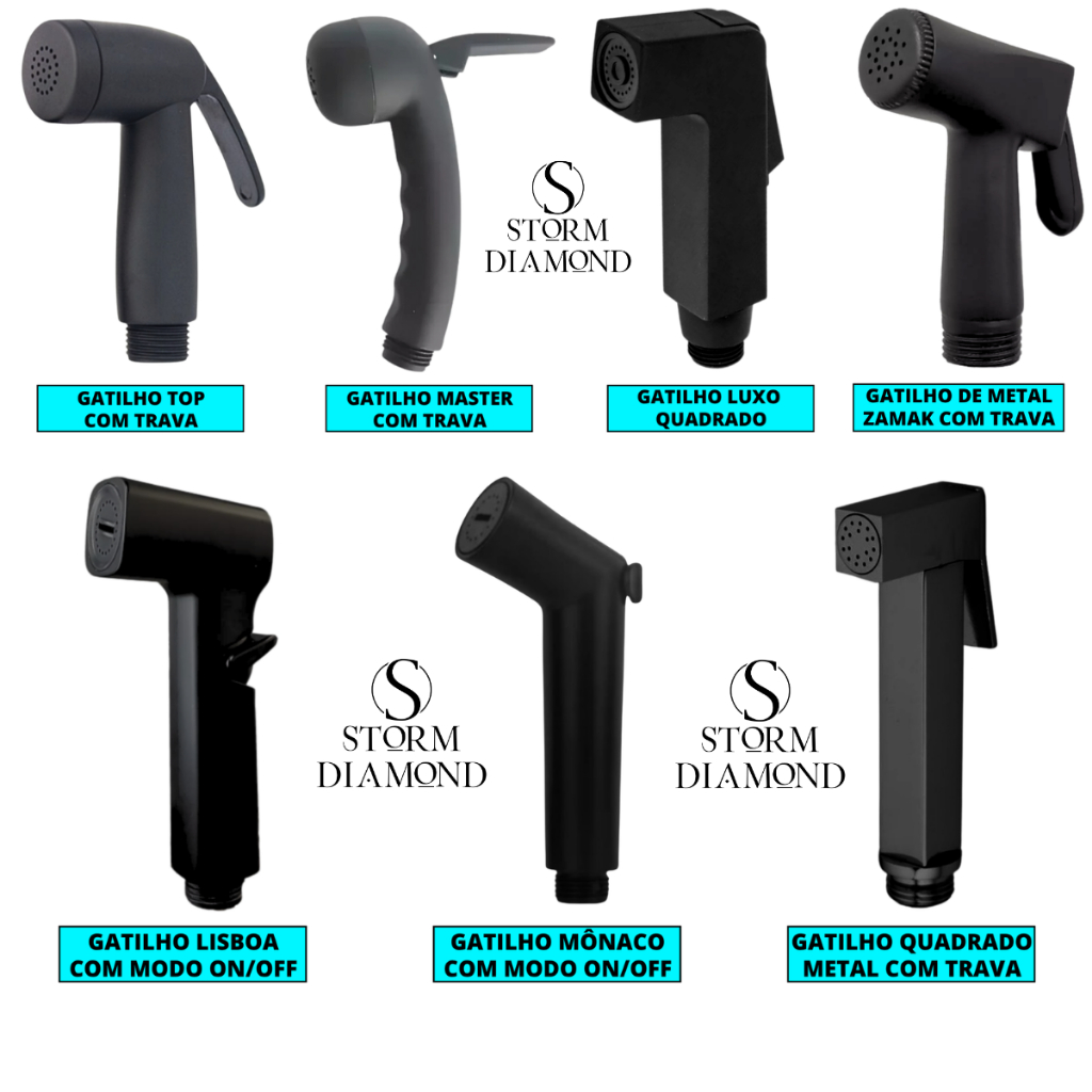 Gatilho Chuveirinho Preto Fosco Diversos Modelos Para Banheiro Ducha Higiênica Chuveiro Pet Shop