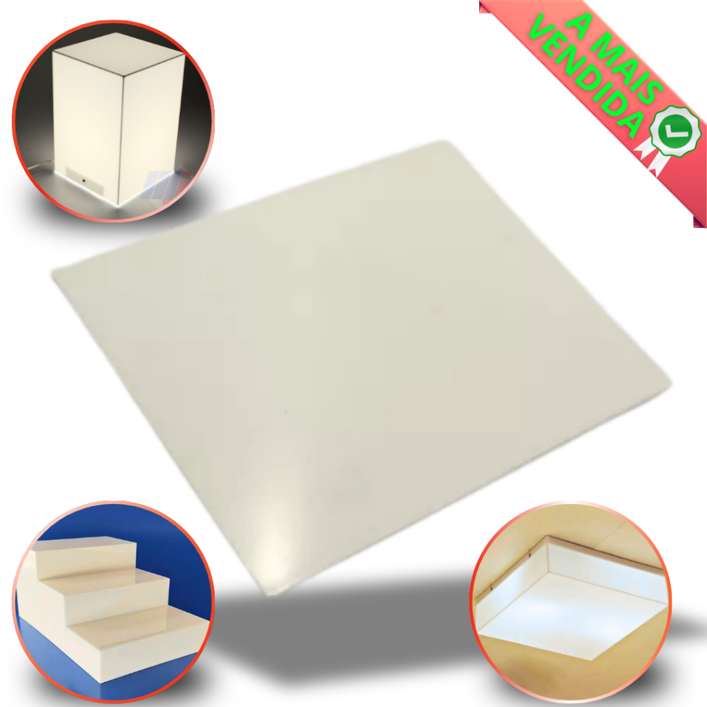 Acrílico Branco 2mm 50x50cm Leitoso Premium Placa Translúcida Chapa Cast Puro Virgem 100% de Pureza