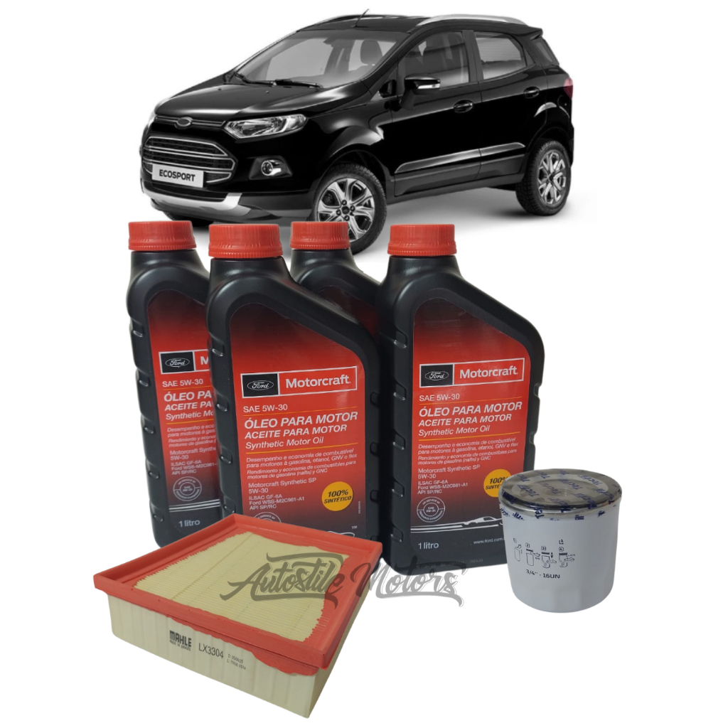 Kit Revisão Ecosport 1.6 5w30 FORD Motorcraft 100% Sintetico Original+Filtro Óleo+Filtro de AR Motor
