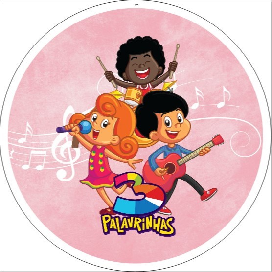 Painel Redondo Sublimado 3 Palavras Fundo Rosa em Oferta na Shopee