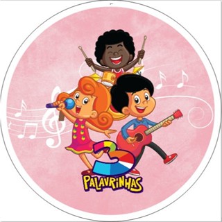 Painel Redondo Sublimado 3 Palavras Fundo Rosa em Oferta na Shopee