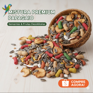 Ração Papagaio Premium, Arara e Hamnster com Frutas - Mix de Sementes, Fruta e Amendoim Natural em Oferta na Shopee