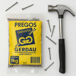 Prego Polido 1kg – Várias Medidas (10x12 / 15x15 / 17x21 / 18x27 / 22x48) | Construção Civil e Marcenaria