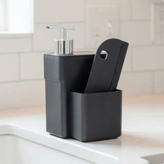 Dispenser Detergente Sabão Para Cozinha Pia Porta Detergente E Esponja Com Rodo Suporte P…