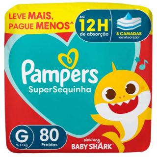 Fralda Pampers SuperSequinha Baby Shark G -80 unid em Oferta na Shopee