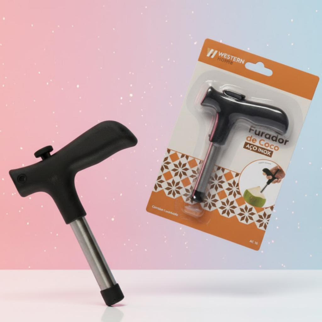 Furador de Coco Western – Perfurador Profissional de Inox Prático para Água de Coco Natural