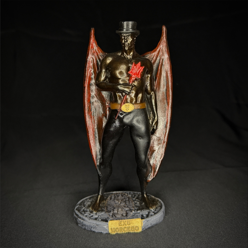Estátua/Escultura Miniatura Imagem Exu Morcego Resina
