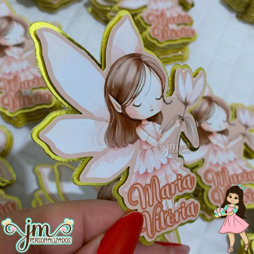 Apliques 3D - Tema: Jardim de Fadas - Fazemos todos os temas | Lembrancinha Infantil | Mêsversário | Aniversário | Festa