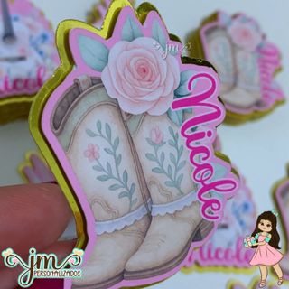 Apliques 3D - Tema: Boiadeira - Fazemos todos os temas | Lembrancinha Infantil | Mêsversário | Aniversário | Festa