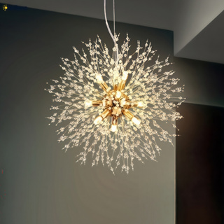 Vila Sala De Estar Dourado Lustre Pendente Cristal Dente De Leão 45cm/55cm/50cm +G9 lâmpada em Oferta na Shopee