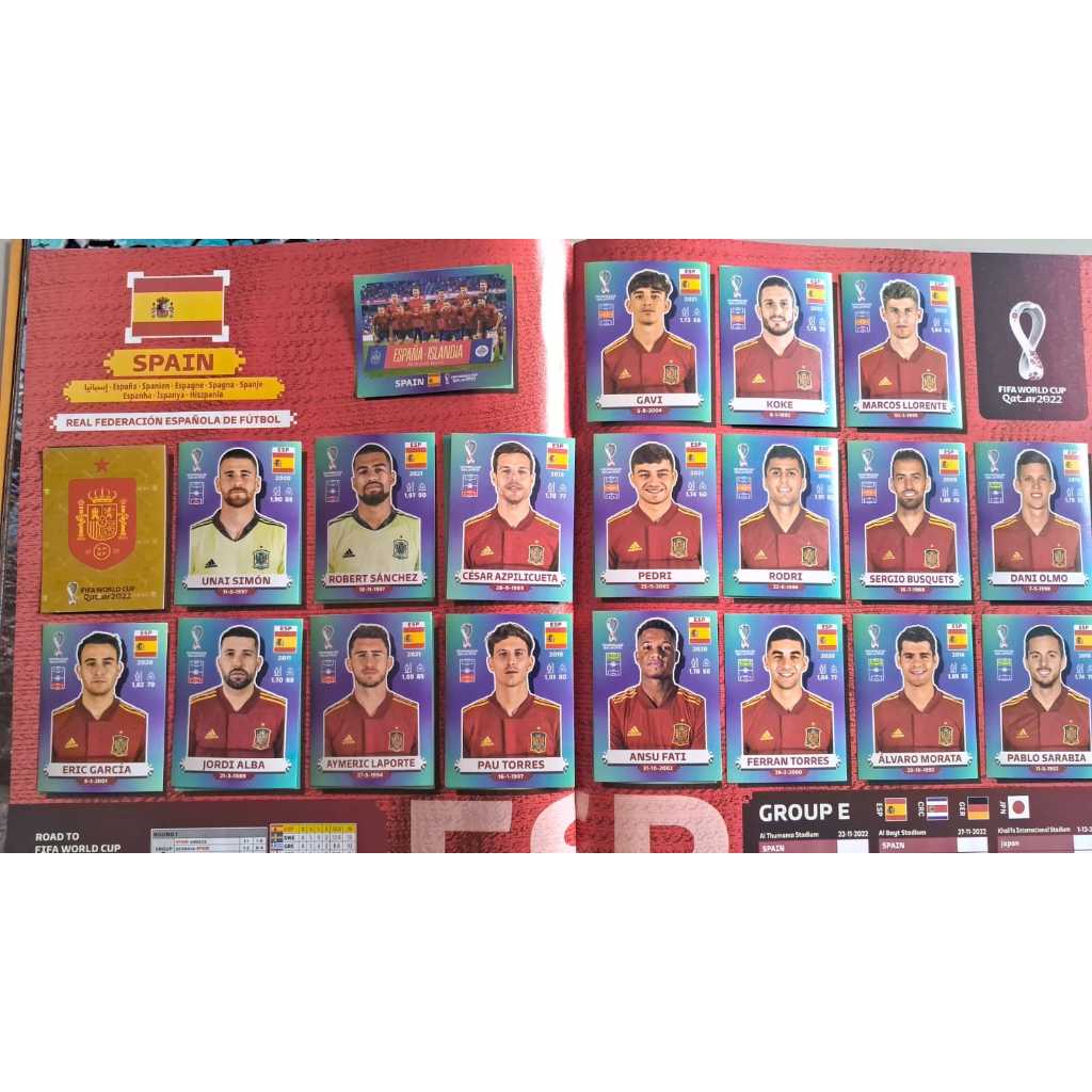 ESPANHA FIGURINHAS COPA DO MUNDO 2022 ( VENDA POR UNIDADE ) ORIGINAIS PANINI