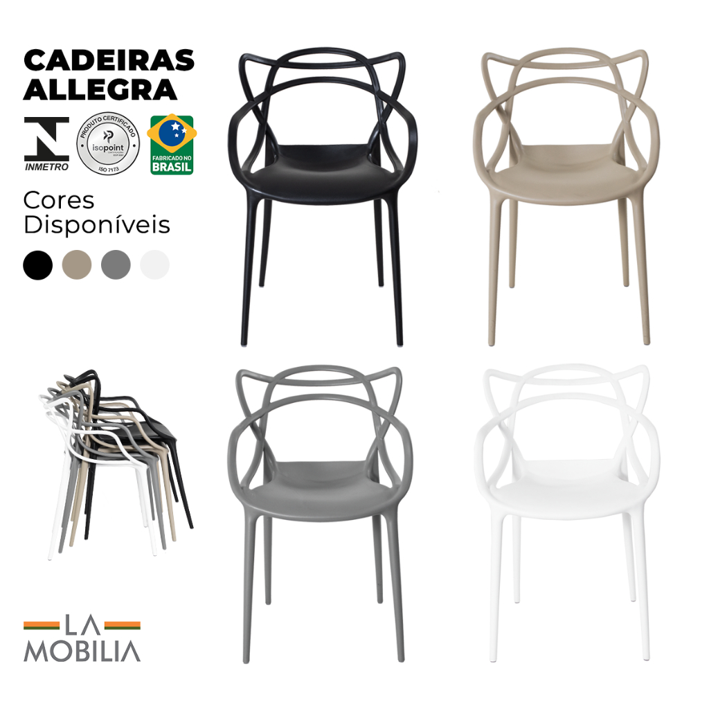 Cadeira Allegra Inmetro Resistente Ergonômica Sala Cozinha Jantar - La Mobilia em Oferta na Shopee