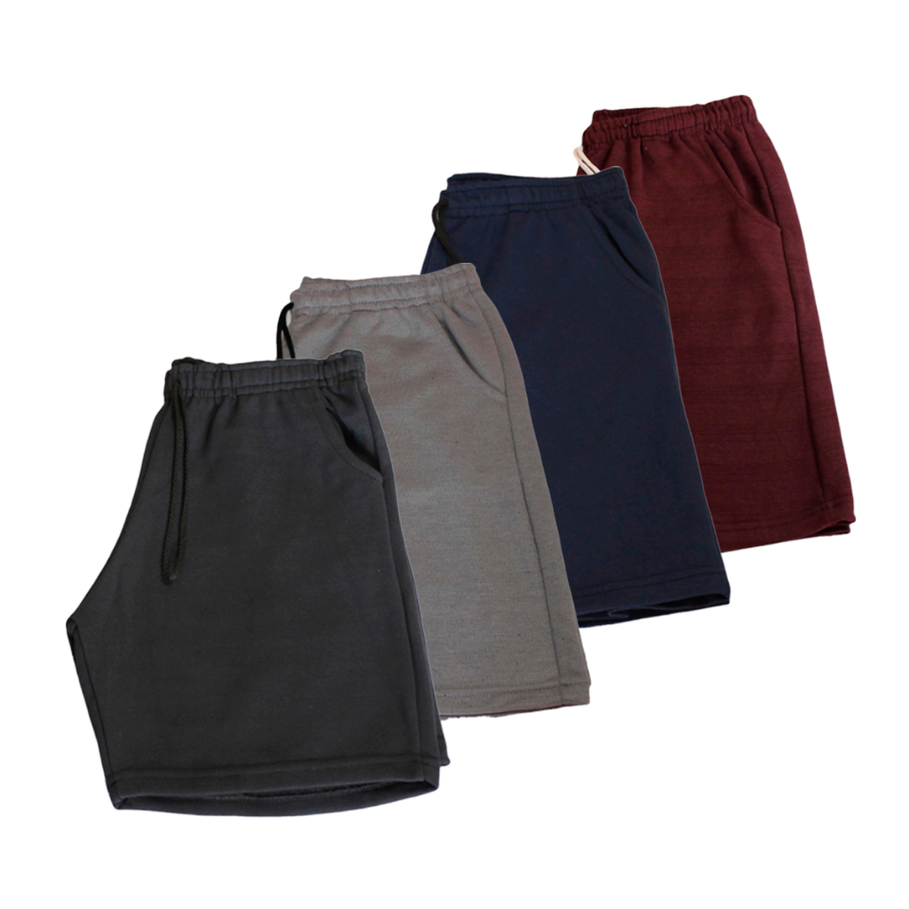 Kit 04 Bermuda Moletom Masculino Shorts Academia Treino lisa 2 Bolso Cores Sortida academira confortavel