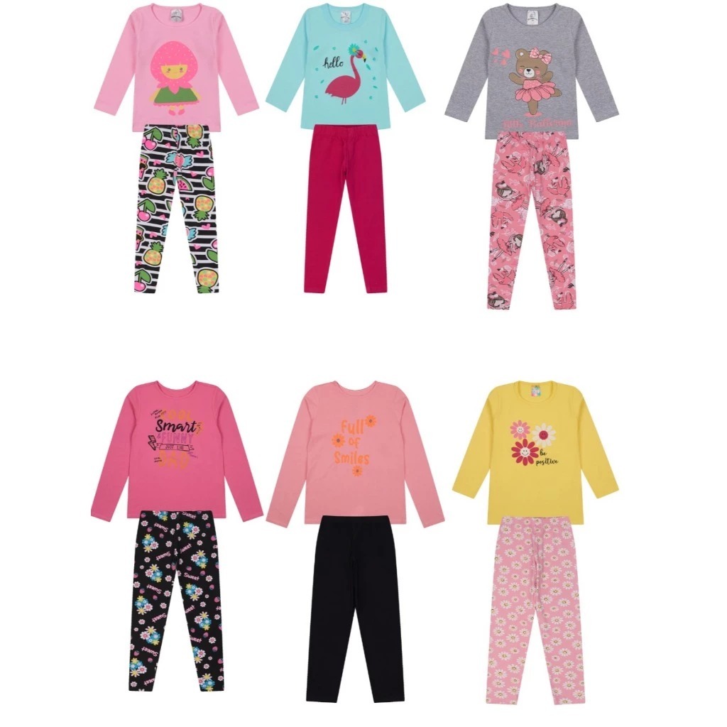 KIT 8 PEÇAS SORTIDAS - 4 CONJUNTOS DE MENINA MEIA ESTAÇÃO - FEMININO PREMIUM