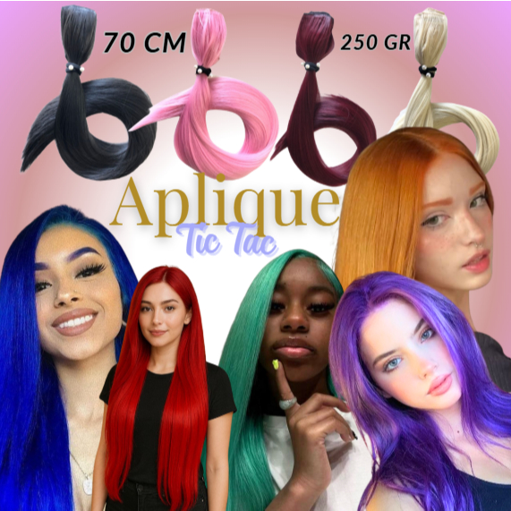 Cabelo Aplique Tic Tac Identico Humano 70 Cm 140 Gr em Oferta na Shopee