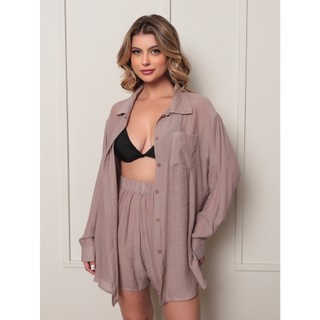 Conjunto Saída de Praia Premium Femenina Camisão e Short Moda Femenina F3
