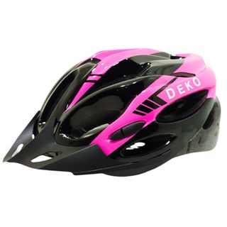 Capacete Com Sinalizador Led Ciclismo Mtb Rosa Preto Deko Bike em Oferta na Shopee
