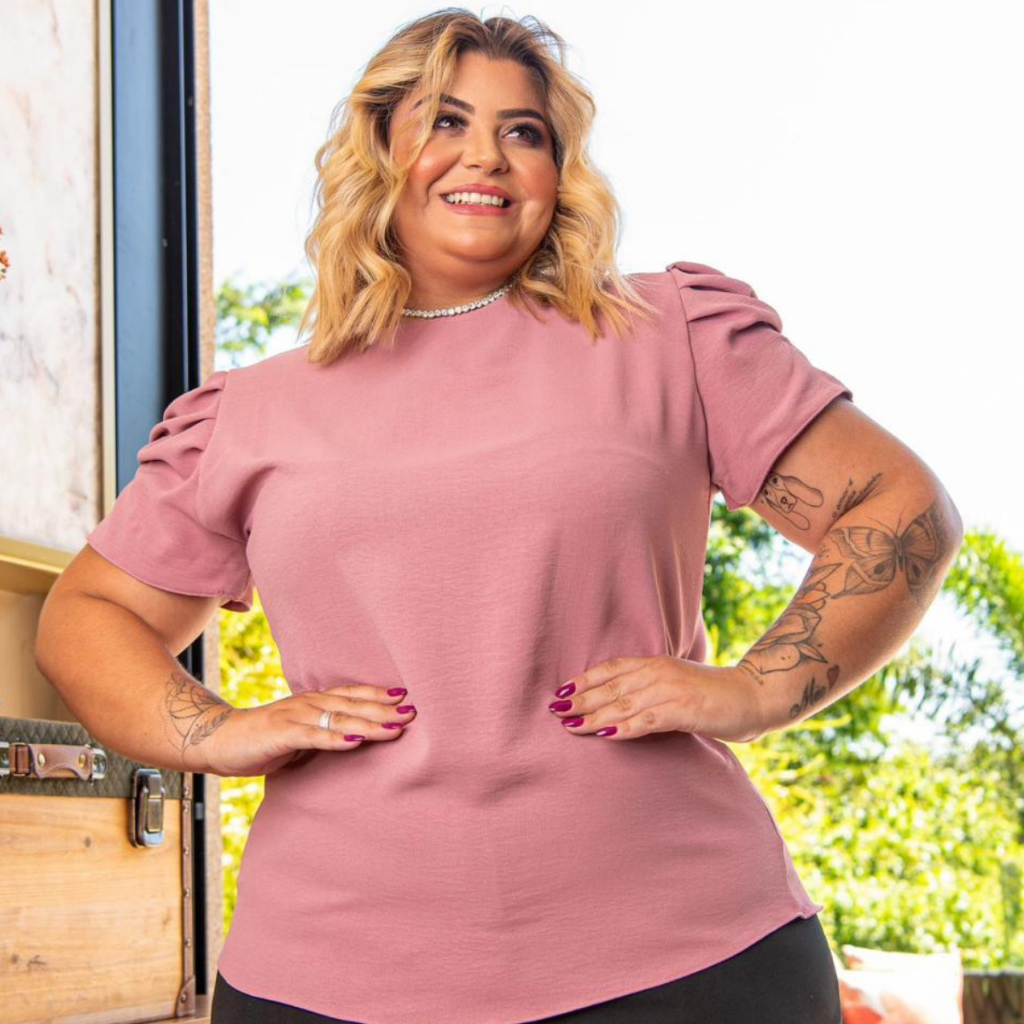 Blusa Manga princesa Curta camisa feminina blusinha plus size manga princesa elegante em Oferta na Shopee