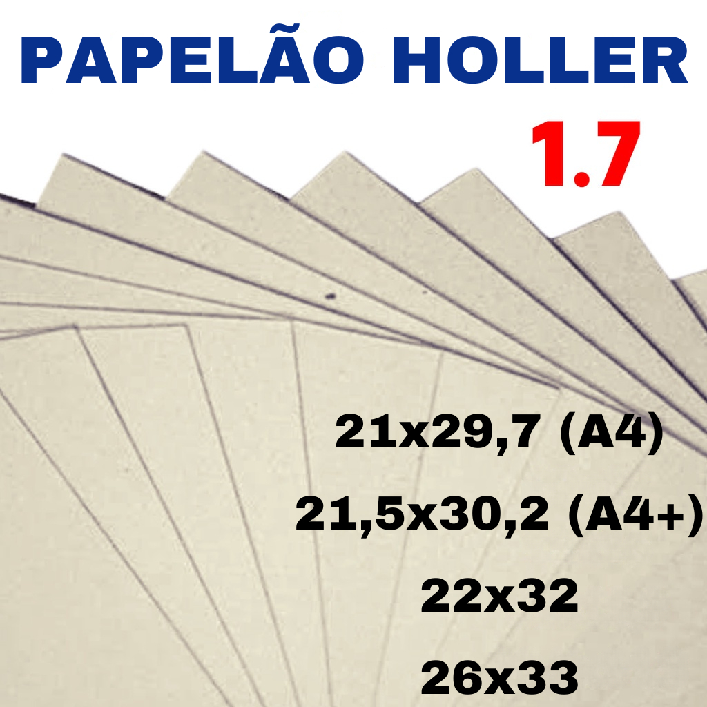 18 Unid Papelão Horlle 1,7mm para Encadernação Papel Cartão Cinza Holler 1.7 mm A4 22x32 A4+ 26x33