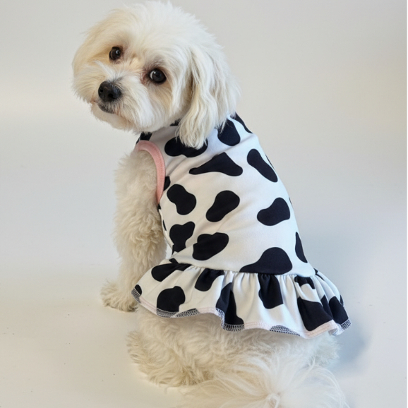 Vestido Pet Vaquinha para Cachorro e Gato Roupa Pet Verão Confortável Roupa para Cachorro