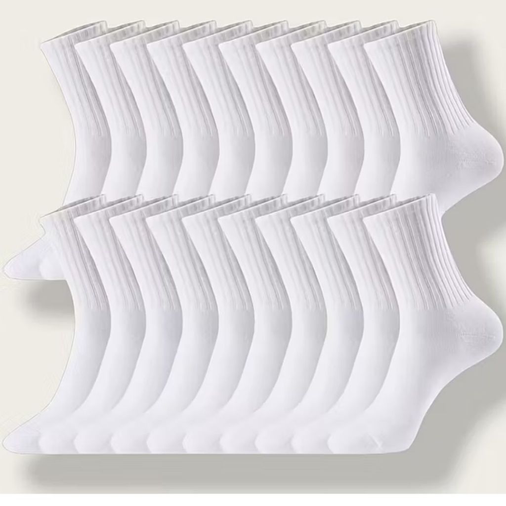 Kit 6/12- Pares De Meia Cano Médio Sport Unissex Trabalho Branca Masculino e Feminino