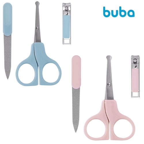 Kit Manicure Buba Infantil Tesoura + Lixa + Cortador De Unhas Cuidados Higiene Recém Nascido Bebê.