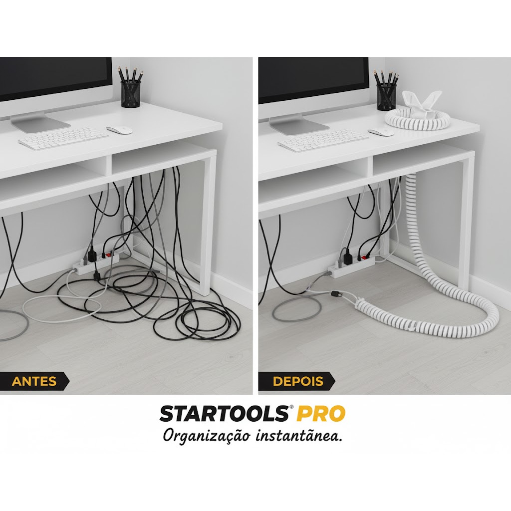 Organizador de Fios e Cabos com Aplicador - 20mm x 2m (Branco) Informática Computador