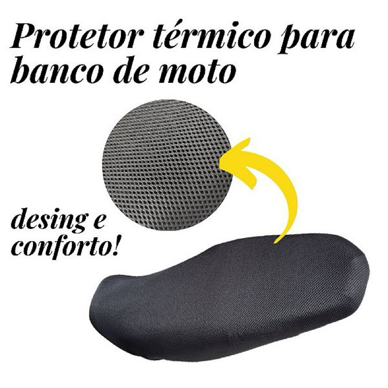 Protetor Térmico de Banco de Moto Malha 3D Resistente Confortável Universal CG 125 150 160 YBR 125 150 Yes 125