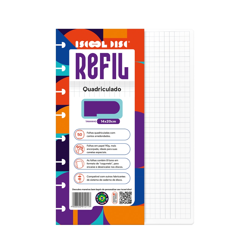 Refil Caderno De Disco Iscool Inteligente Quadriculado Inteligente 90g 50 Folhas em Oferta na Shopee