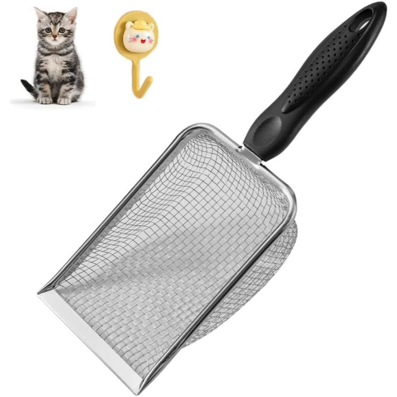 Kit 2 Pás Higiênica De Areia para Gatos Peneira Coletora Aço Inox