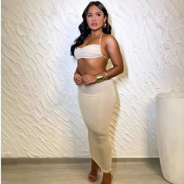Conjunto Saia Midi + Cropped Sutiã Feminino Suplex Moda Praia Verão em Oferta na Shopee