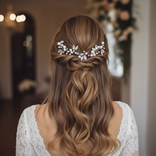 Grinalda Arranjo Cabelo De Noiva Casamento Pérola Coque A50 em Oferta na Shopee