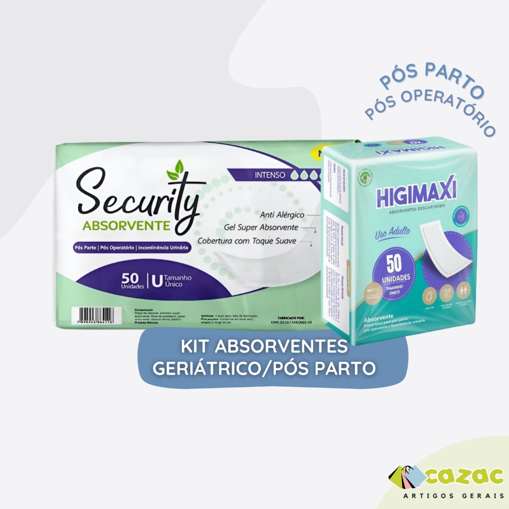 Absorvente Geriátrico Idoso Incontinência Pós Parto/Operatório Unisex Pacote 50 Unidades Sortido em Oferta na Shopee