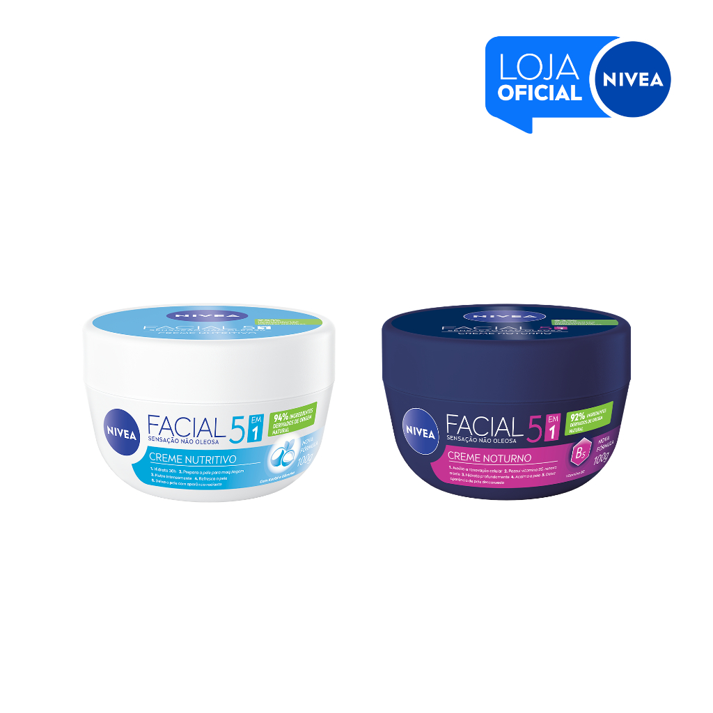 KIT NIVEA Hidratante Facial Nutritivo 100g + Hidratante Facial Noturno 100g