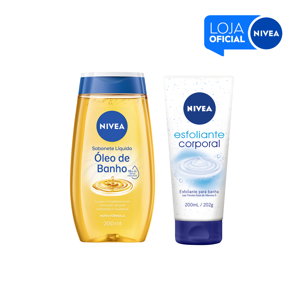 KIT NIVEA Sabonete Líquido Óleo de Banho 200ml + Esfoliante Corporal Para Banho 200ml