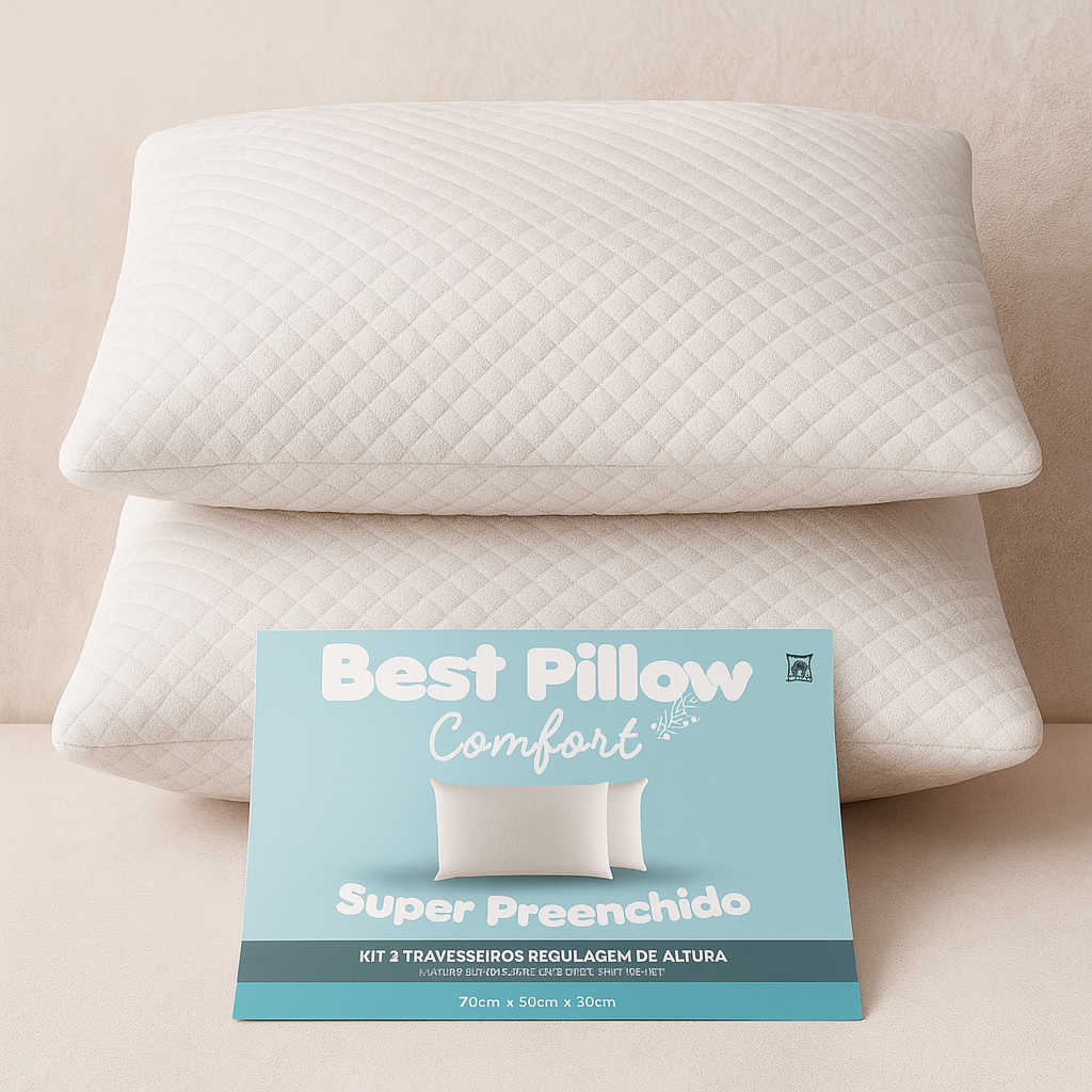 Kit com 02 Travesseiros Regulagem de Altura 70cm x 50cm hotel cama casal com ziper em fibra silicone