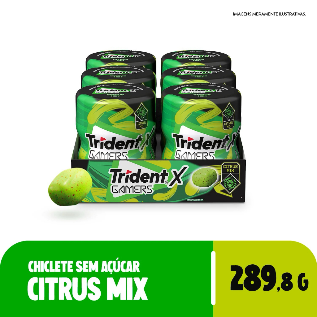 Trident Garrafa XGamers Citrus Mix Maracujá e Limão 6 Unidades 48,3g em Oferta na Shopee