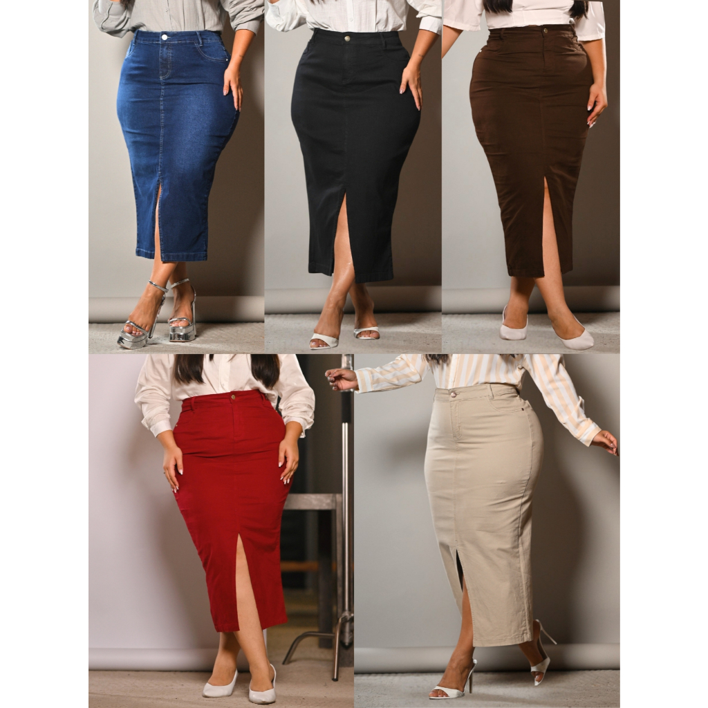 Saia Longa Plus Size Moda Evangélica Feminina Anagrom Várias Opções de Cores em Oferta na Shopee