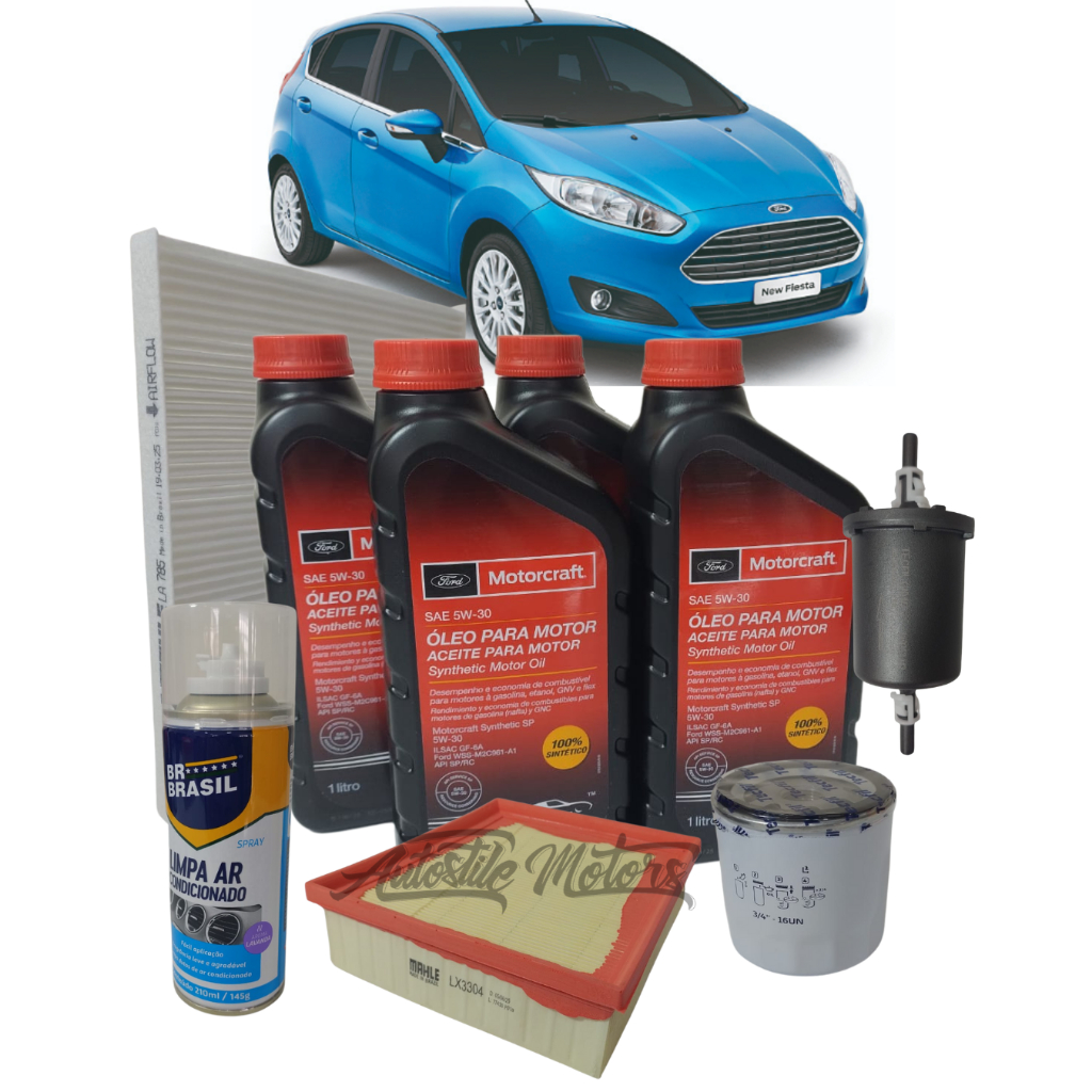 Kit Revisão Ford New fiesta 1.6 5w30 Original FORD Motorcraft+Todos os Filtros+Higienizador em Oferta na Shopee